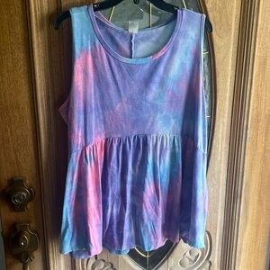 Tie dye babydoll tank top